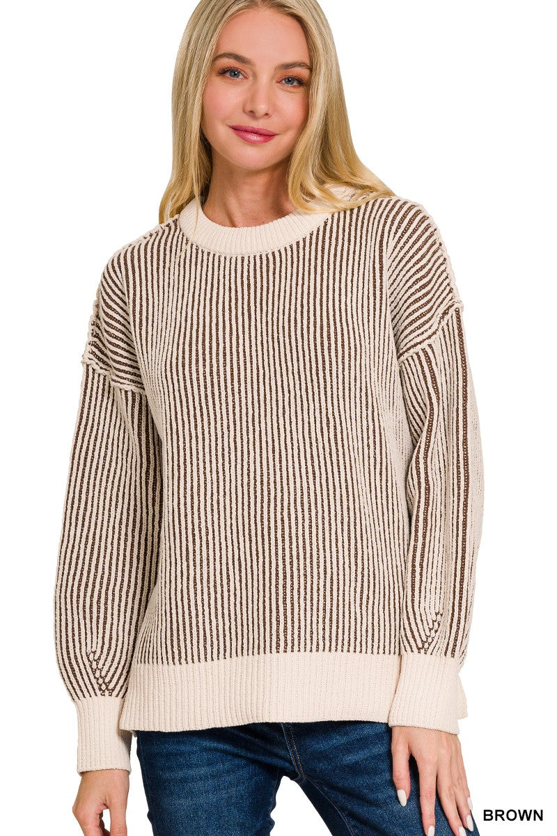 Two Tone Crew Sweater