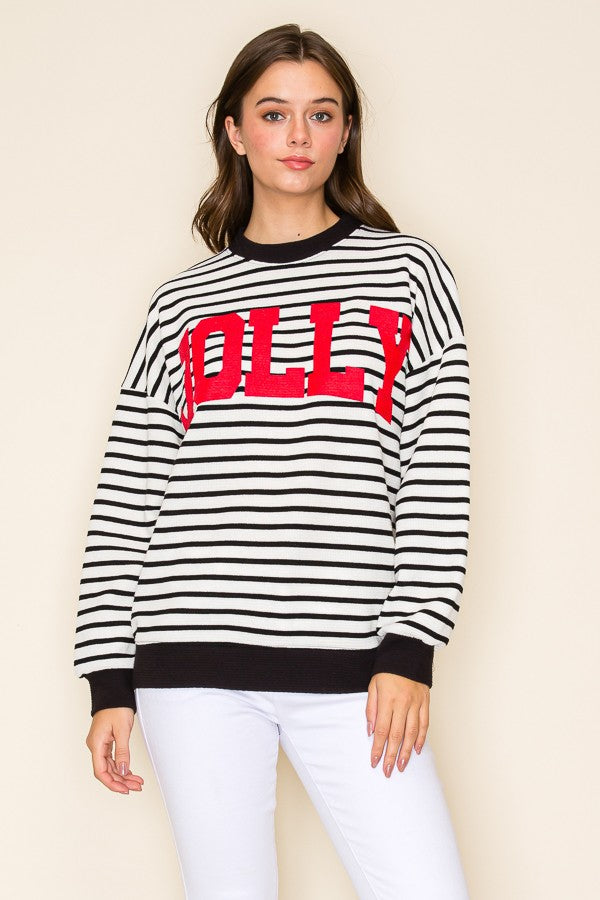 Jolly Stripe Cloudy Knit Pullover - Ivory/Black