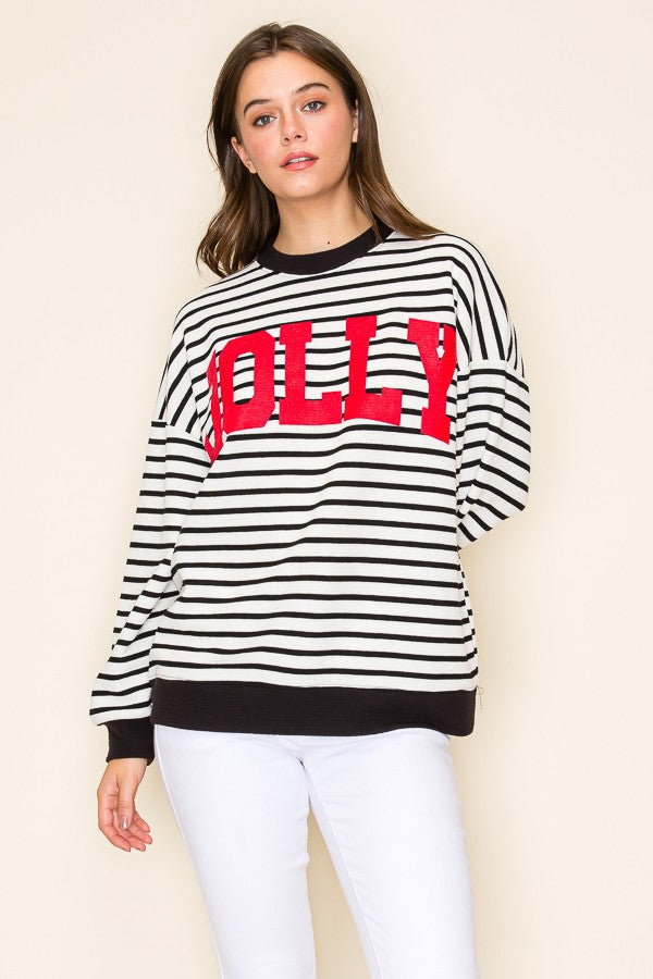 Jolly Stripe Cloudy Knit Pullover - Ivory/Black