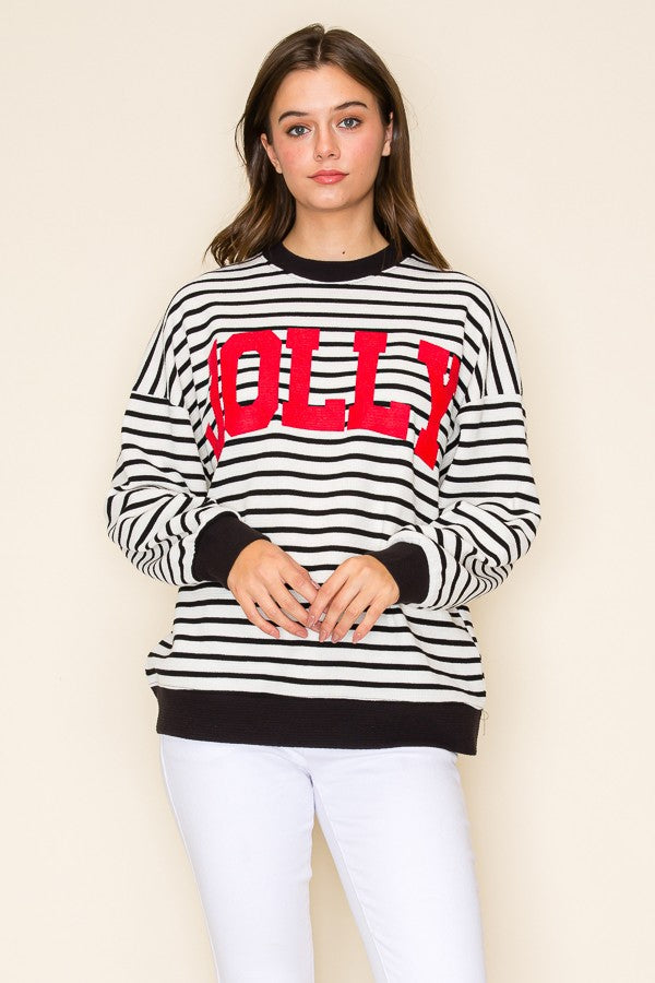 Jolly Stripe Cloudy Knit Pullover - Ivory/Black