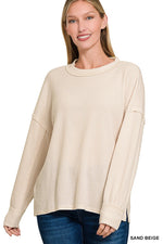 Brushed Ribbed Hacci Drop Shoulder Sweater