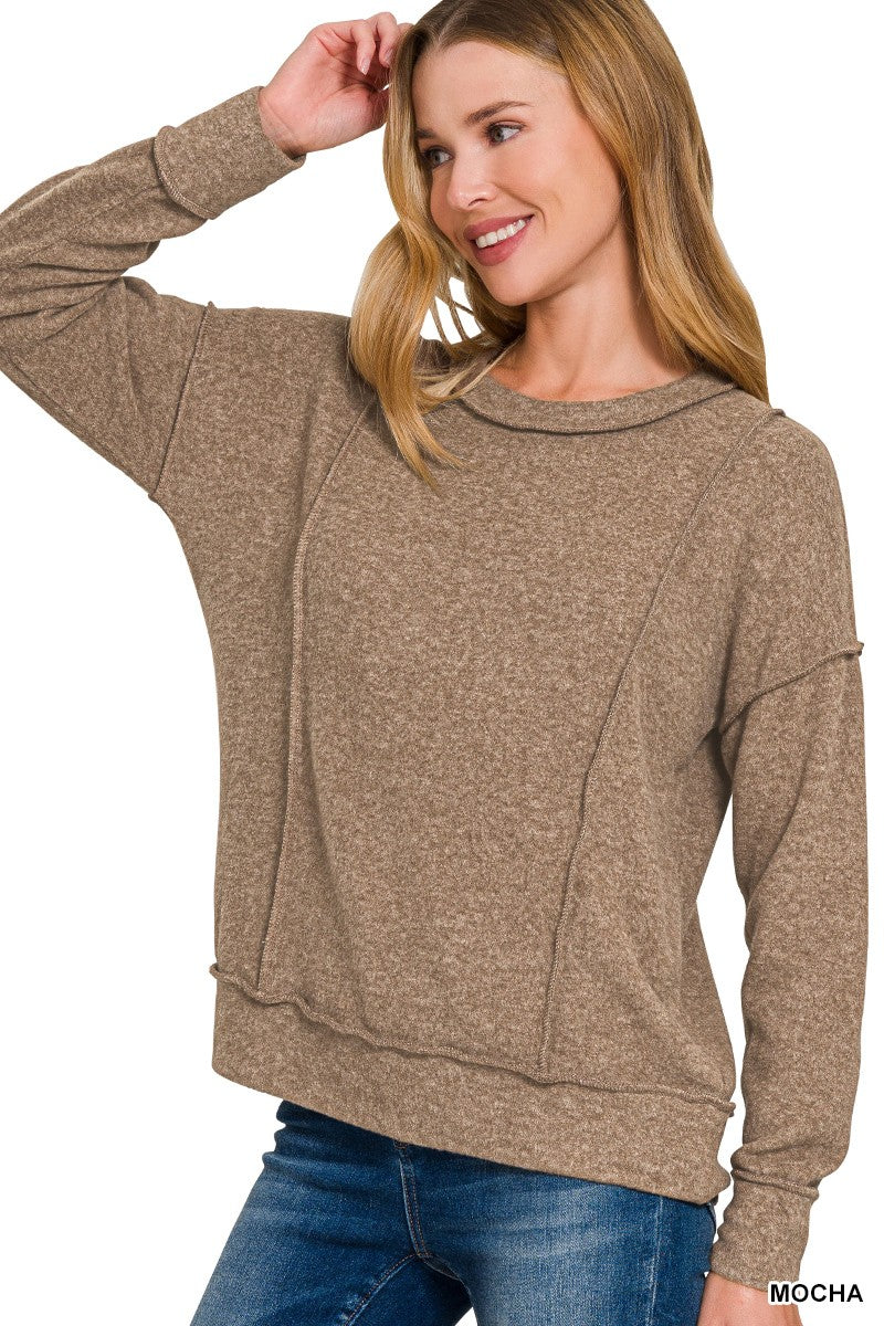 Brushed Hacci Drop Shoulder Sweater