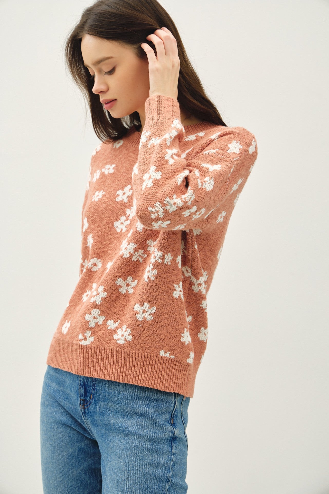 Terracotta Floral Sweater