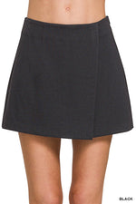 Black Wrap Front Skort