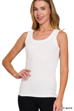 Melange Rib Tank Top - Off White