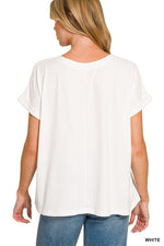 Soft Melange Hacci V-Neck Tee - White