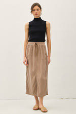 Mocha Tencel A-line Midi Skirt