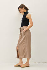 Mocha Tencel A-line Midi Skirt