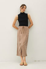 Mocha Tencel A-line Midi Skirt