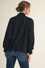 Black Raglan Long Sleeve V-Neck Top