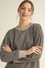 Black V-Notched Stripe Long Sleeve