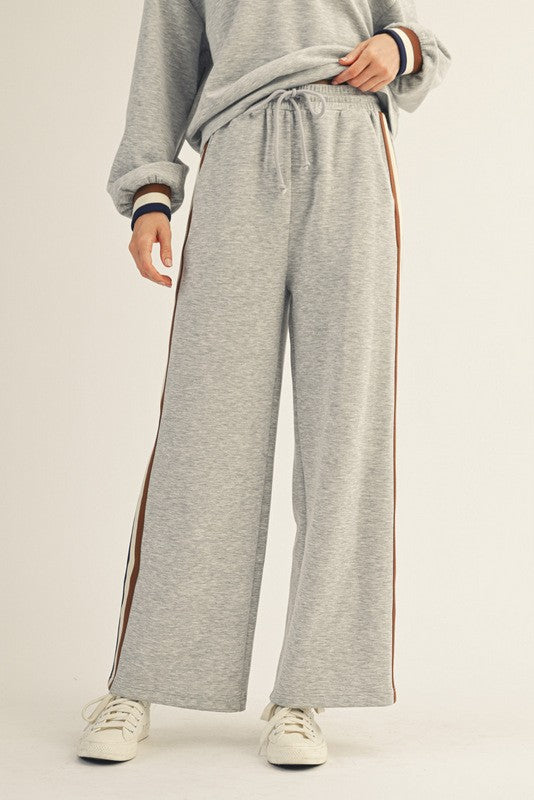Colorblock Trim Accent Sweatpants - Grey