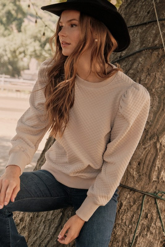 Beige Bubble Texture Long Sleeve