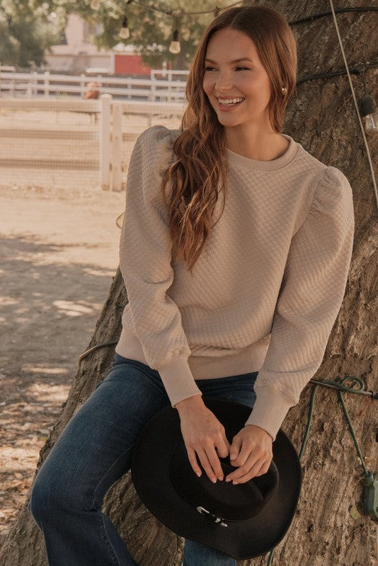 Beige Bubble Texture Long Sleeve