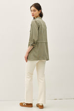 Cinched Waist Cargo Utility Jacket