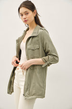 Cinched Waist Cargo Utility Jacket
