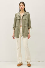 Cinched Waist Cargo Utility Jacket