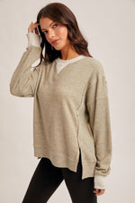 Brush Thermal Crew Neck Oversized Pullover - Olive