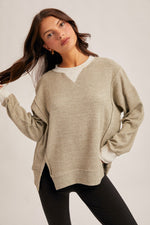 Brush Thermal Crew Neck Oversized Pullover - Olive