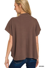 Mock Neck Short Sleeve Boxy Sweater
