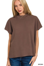 Mock Neck Short Sleeve Boxy Sweater