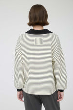 Contrast Collar Stripe Long Sleeve - Ivory
