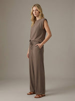 Soft Shoulder Detail Sleeveless Knit Top - Brown
