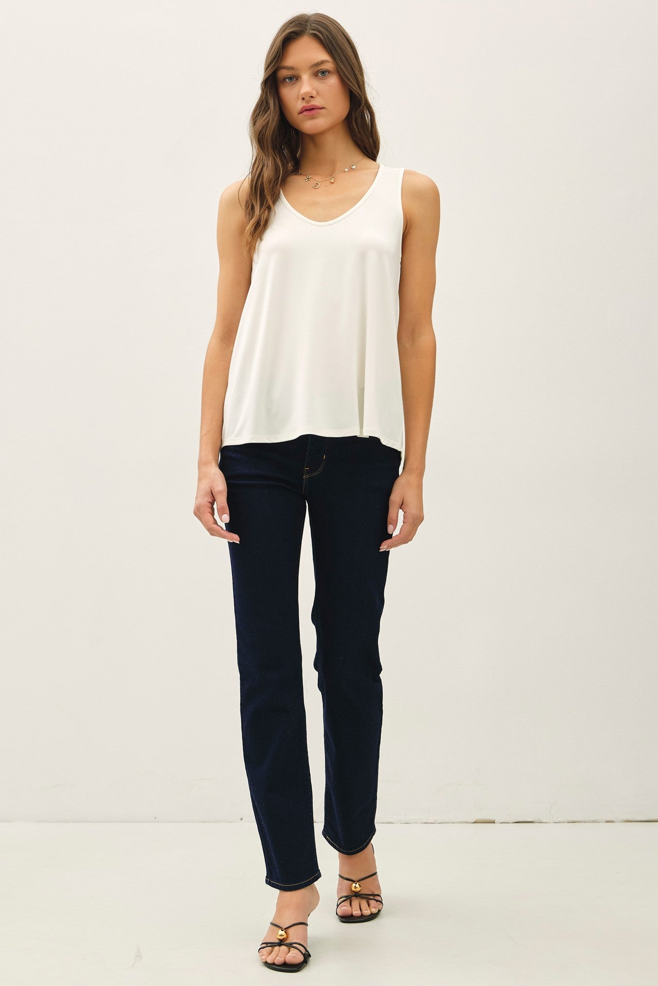 Bamboo/Modal Flowy Tank Top - Off White