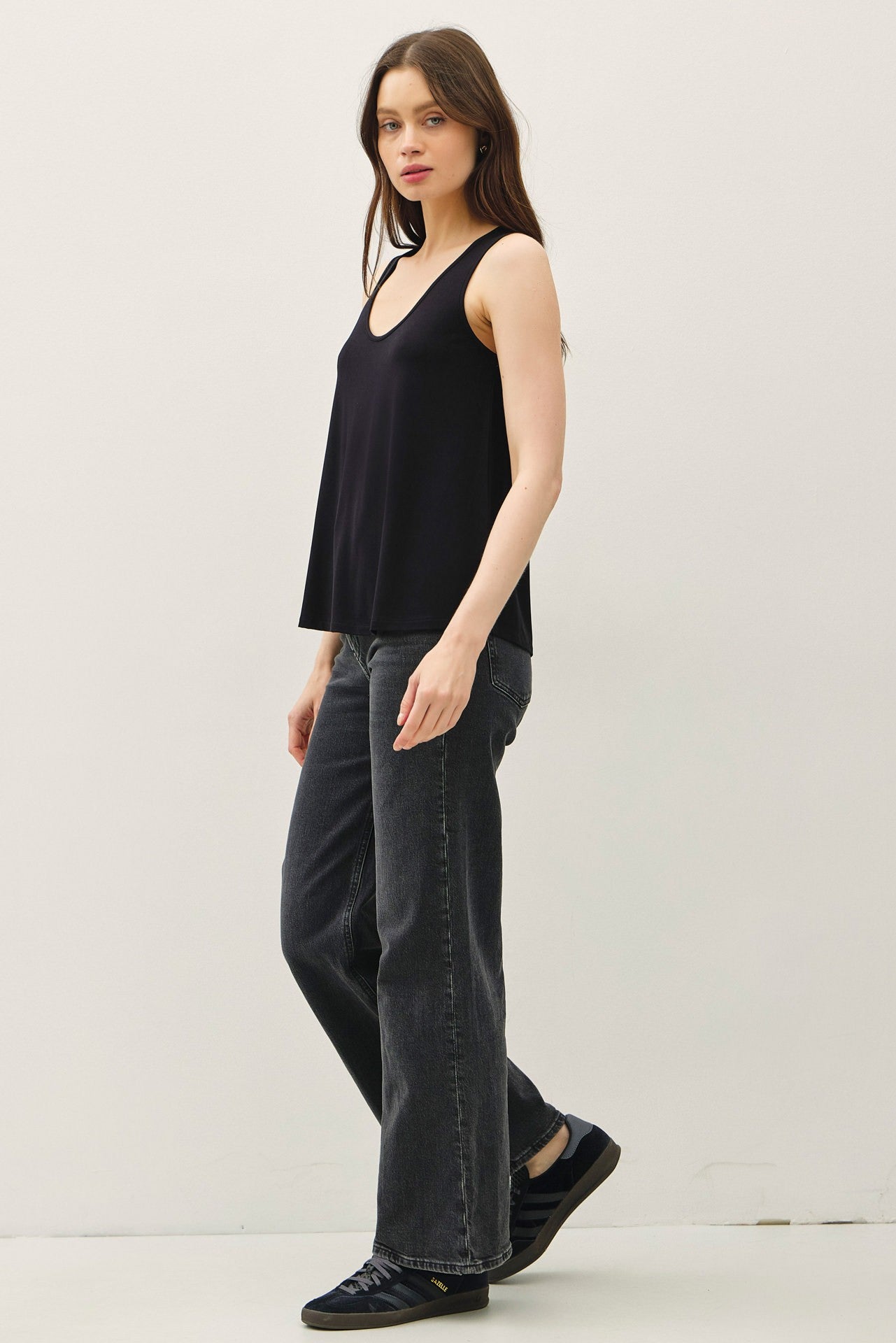 Bamboo/Modal Flowy Tank Top - Black