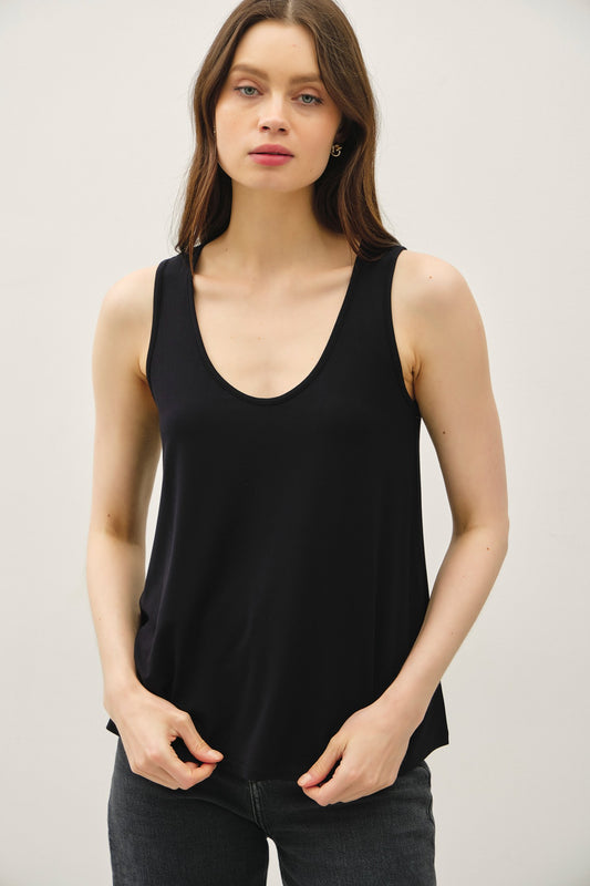 Bamboo/Modal Flowy Tank Top - Black