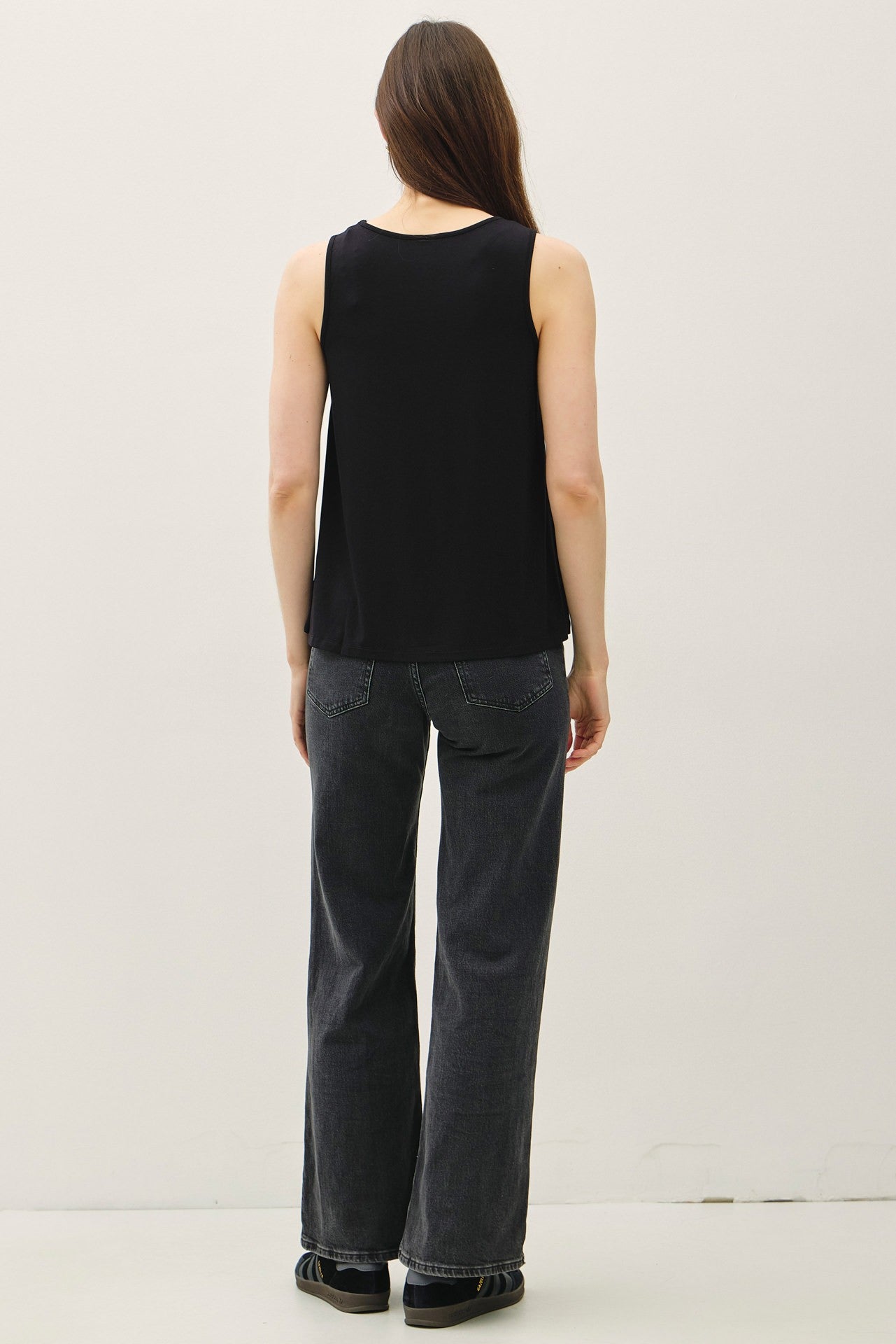 Bamboo/Modal Flowy Tank Top - Black