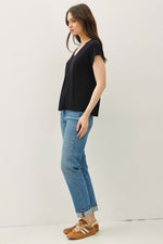 Bamboo/Modal Dolman Cap Sleeve Tee - Black
