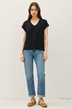 Bamboo/Modal Dolman Cap Sleeve Tee - Black