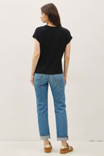 Bamboo/Modal Dolman Cap Sleeve Tee - Black