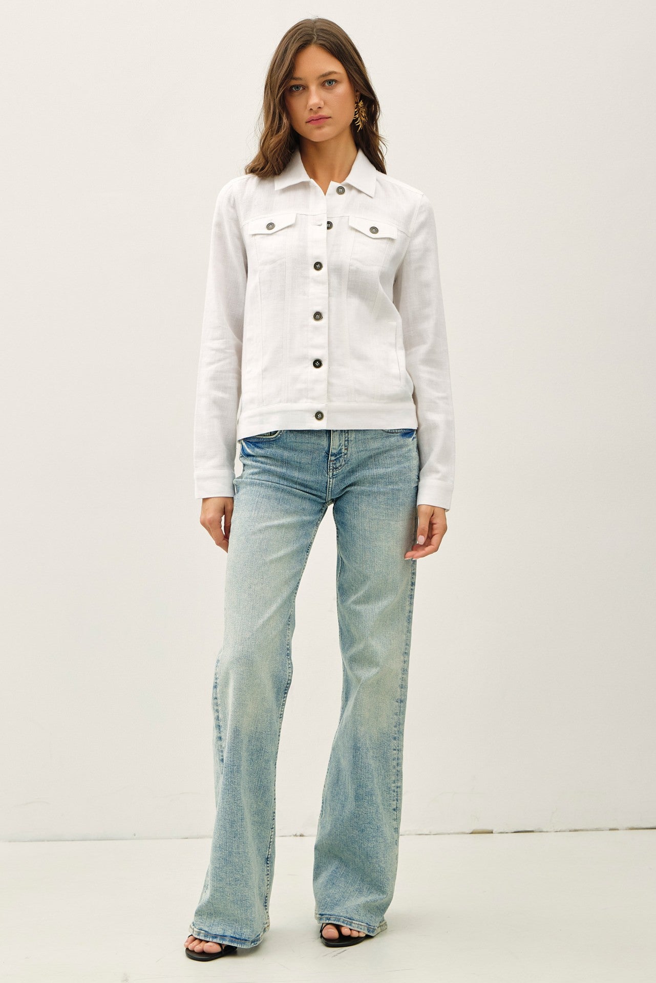 Lightweight Linen Blend Jacket - Off White