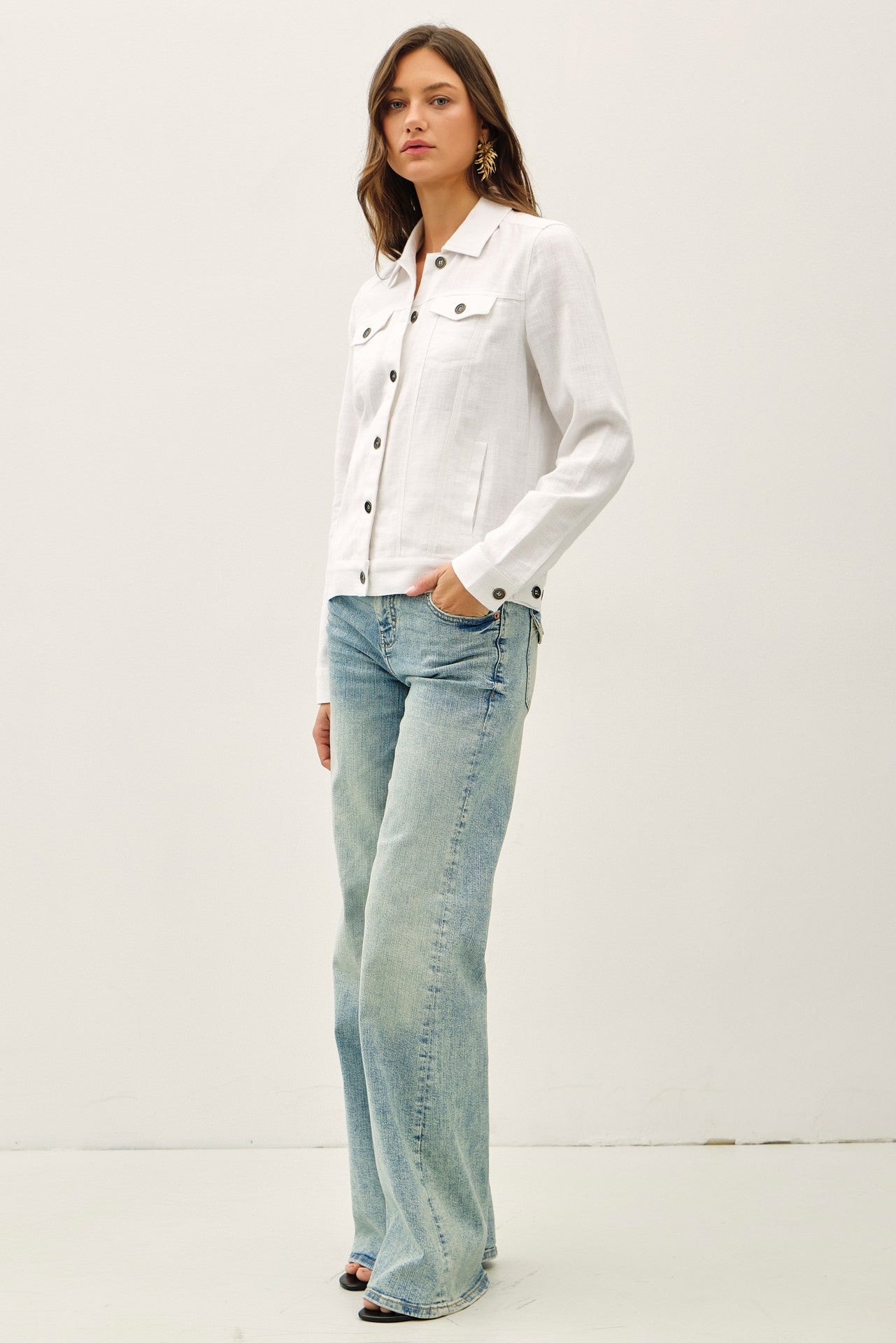 Lightweight Linen Blend Jacket - Off White