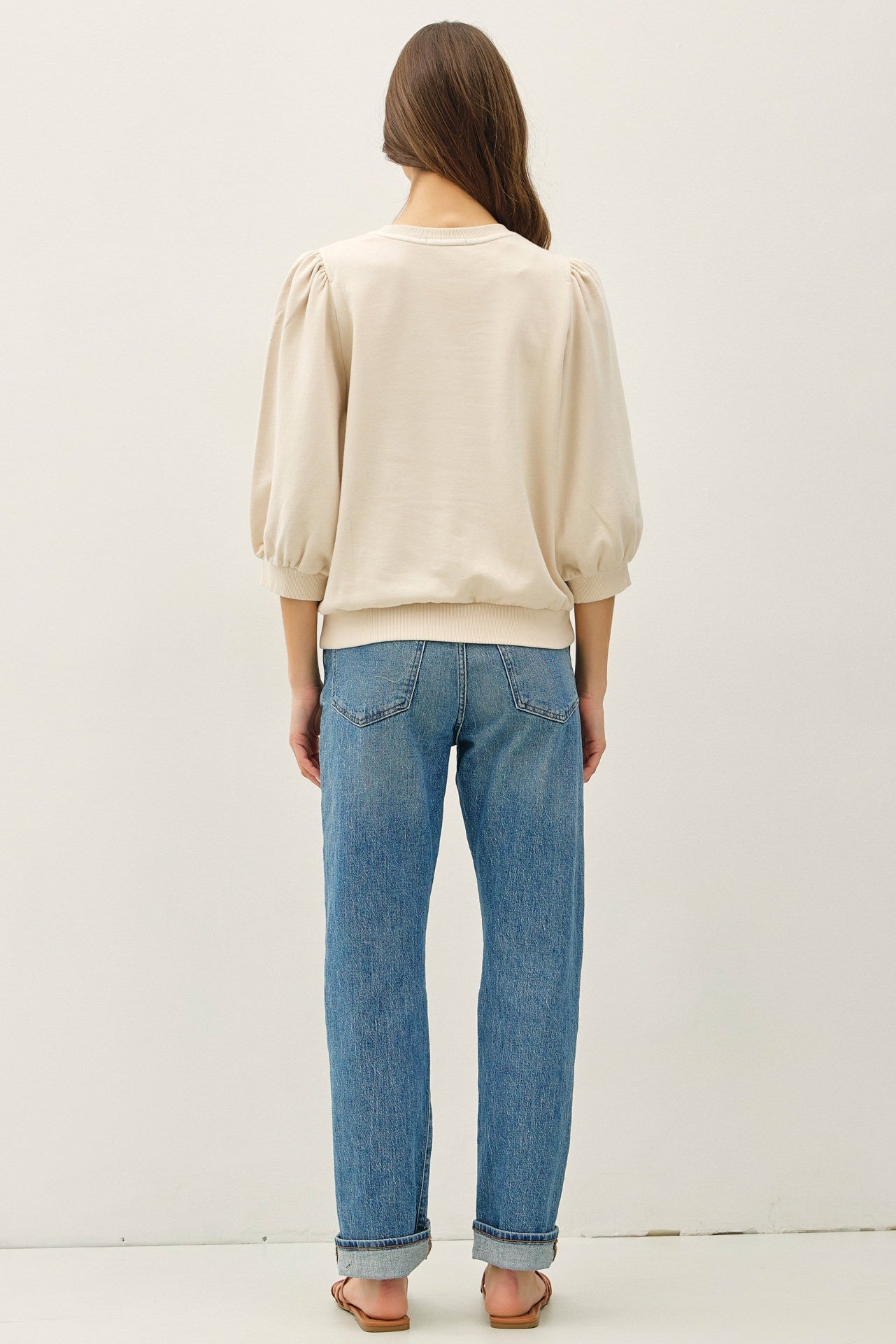 Puff Sleeve French Terry Top - Vanilla