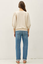 Puff Sleeve French Terry Top - Vanilla