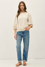 Puff Sleeve French Terry Top - Vanilla