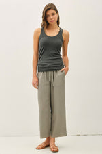 Classic Ribbed Scoop Neck Tank Top - Charcoal
