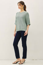 Oversized Raw Edge Sweater Top - Jade