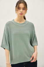 Oversized Raw Edge Sweater Top - Jade