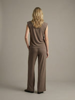 Soft Shoulder Detail Sleeveless Knit Top - Brown