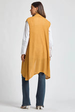Sleeveless Crochet Midi Vest Cardigan - Marigold