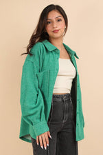 Oversized Cozy Button Down Shacket - Green