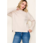 Mock Neck Solid Heavy Sweater - Oatmeal