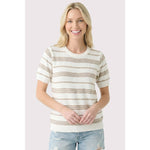 Short Sleeve Striped Sweater - Taupe