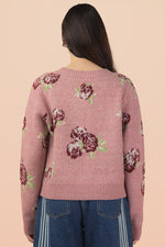 Mauve Floral Soft Knit Cardigan