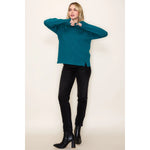 Mock Neck Solid Heavy Sweater - Teal