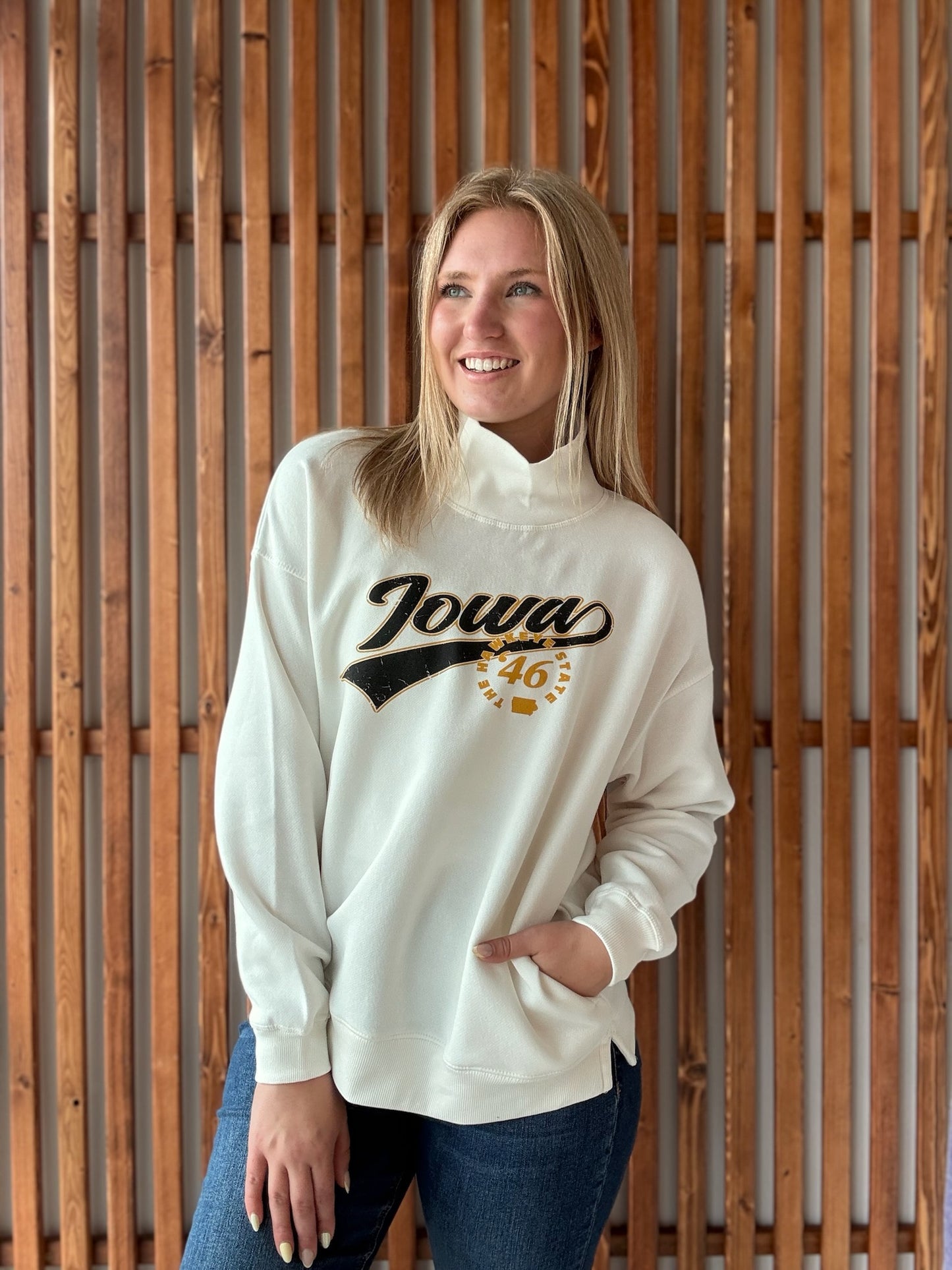 Est 1846 Iowa Script Mock Neck